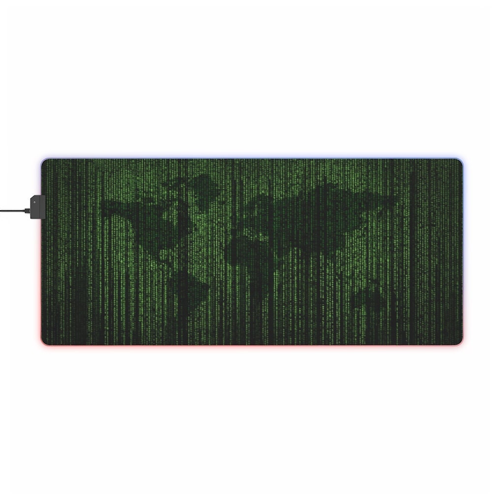 Matrix Code World Map LED Gaming Mouse Pad, Desk Mat, Great Gift F ...