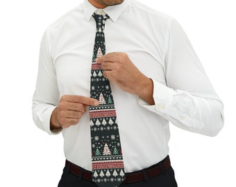 Ugly sweater Christmas Holiday tie,  Necktie,  Gift for him, Holiday joy