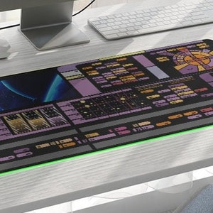 Outer space sci fi console XL LED Gaming Mouse Pad, Desk Mat, Gamer gift, Alpha Nerd, Back to school gift. Light up your desk