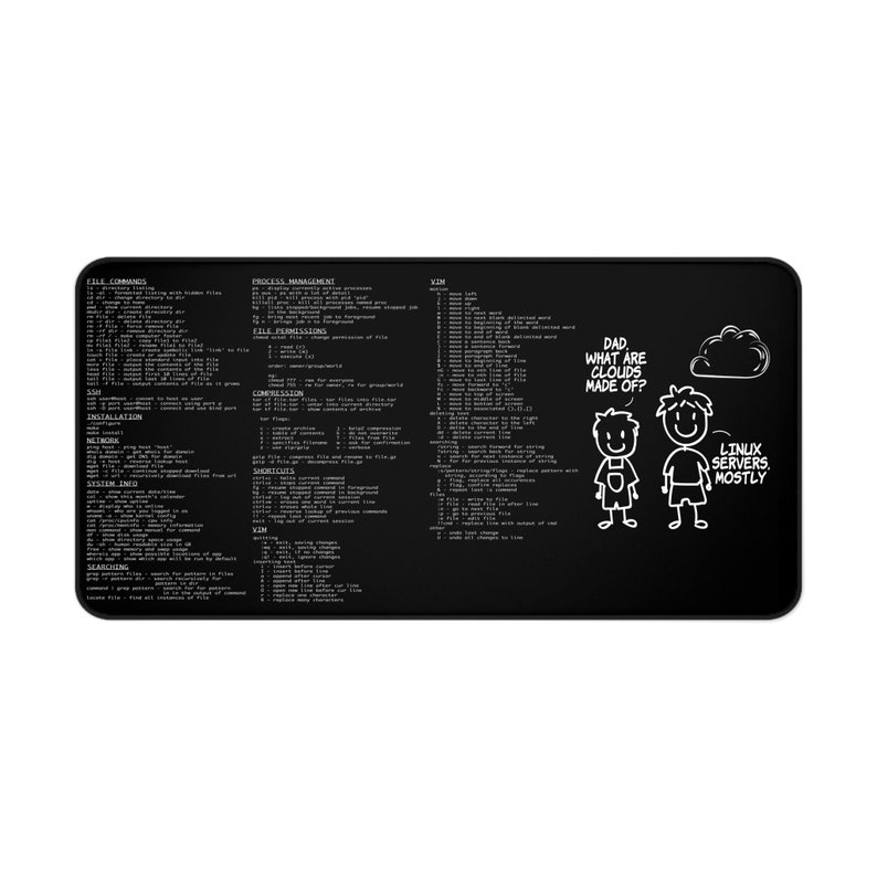 Linux Cheat Commands Large, Gamer Mouse Pad, Laptop Pad Mat, Game Mat ...