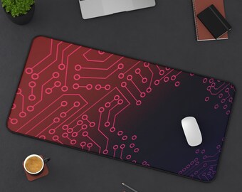 Cyber Red Motherboard Beautiful  Desk Mat / Pad, Gaming, Home Office, Extra Large Mouse, keyboard, Laptop Pad.  Comes in 3 sizes