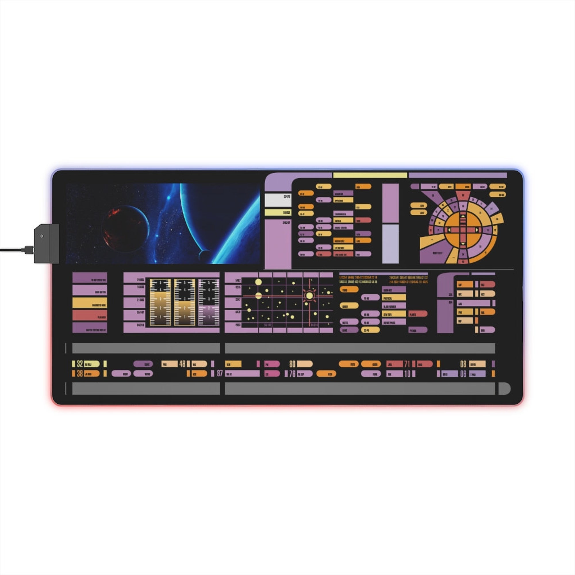 Discover Outer space sci fi console XL LED Gaming Mouse Pad, Desk Mat, Gamer gift, Alpha Nerd, Back to school gift. Light up your desk