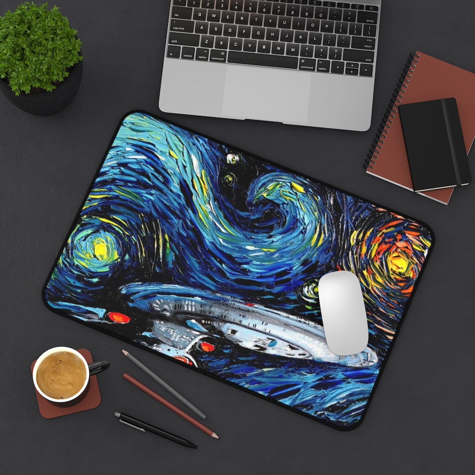 Starry Night Meets Star Trek Desk Mat Extra Large Mouse Pad Etsy