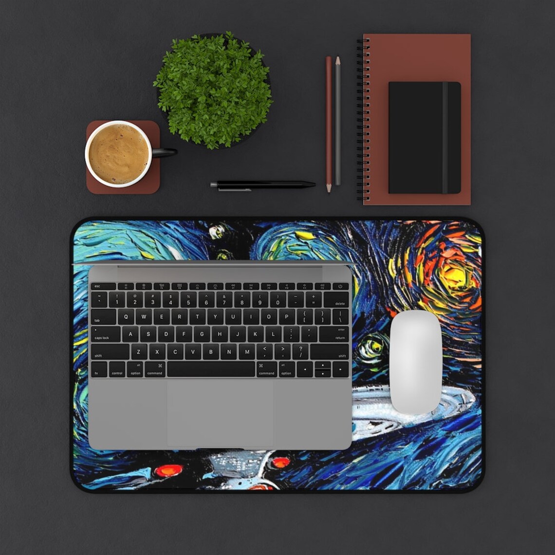 Starry Night Meets Star Trek Desk Mat Extra Large Mouse Pad Etsy