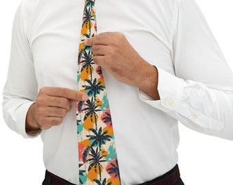Cravatta con motivo hawaiano, cravatta, regalo per lui, festa del papà, ora legale