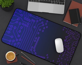 Beautiful Cyber Blue Motherboard Desk Mat.  Great for Gaming, Office work, extra-large mouse and Keyboard Pad. Great for a personal touch