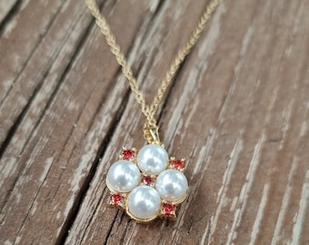 Pearl Zircon Pendant Necklace • 18K Gold Plated Sterling Silver