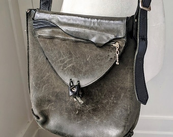 Vintage Distressed Leather Messenger Bag