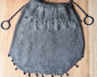 Antique Victorian Sterling Silver Chainmail Bag, Antique Silver Mesh Purse, 148g