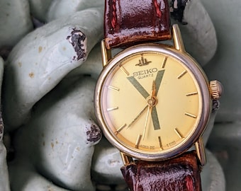 Rare Vintage Gold Tone Ladies Seiko Quartz Watch
