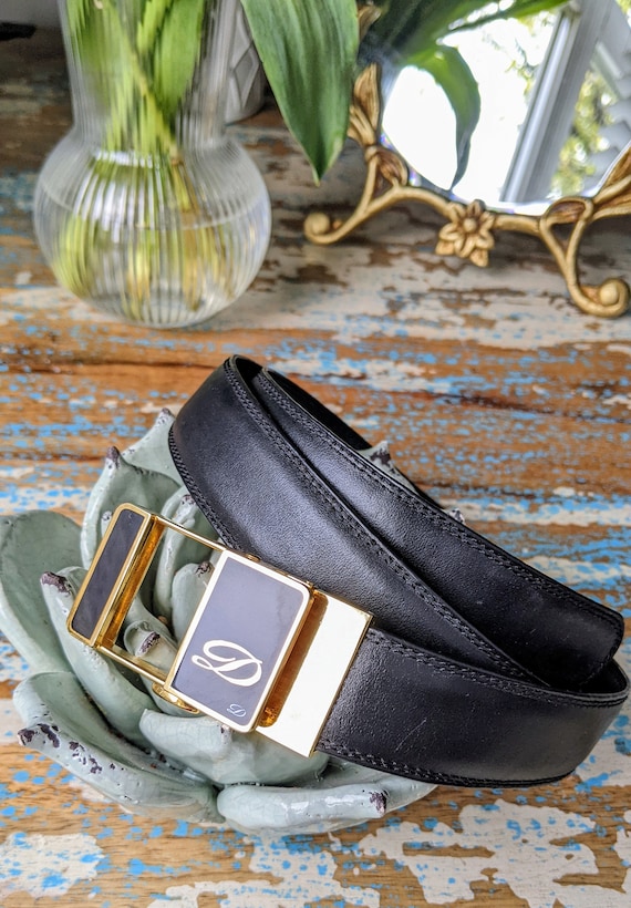 Vintage Dupont Chinese Lacquer Belt, Gold Buckle, Made in France