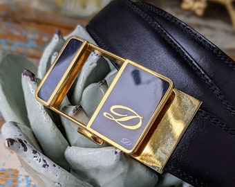 Vintage Dupont Chinese Lacquer Belt, Gold Buckle, Made in France