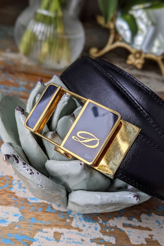 Vintage Dupont Chinese Lacquer Belt, Gold Buckle, Made in France