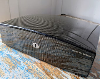 Deadstock Porsche Design Carbon Fiber Humidor P&#39;3681, Luxury Porsche Design Table Top Humidor 50