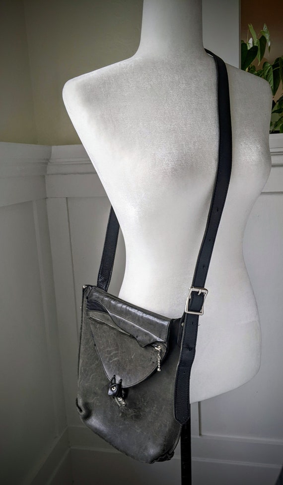 Vintage Distressed Leather Messenger Bag - image 5