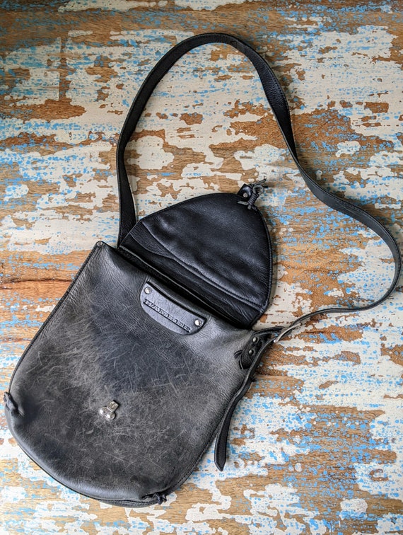 Vintage Distressed Leather Messenger Bag - image 4