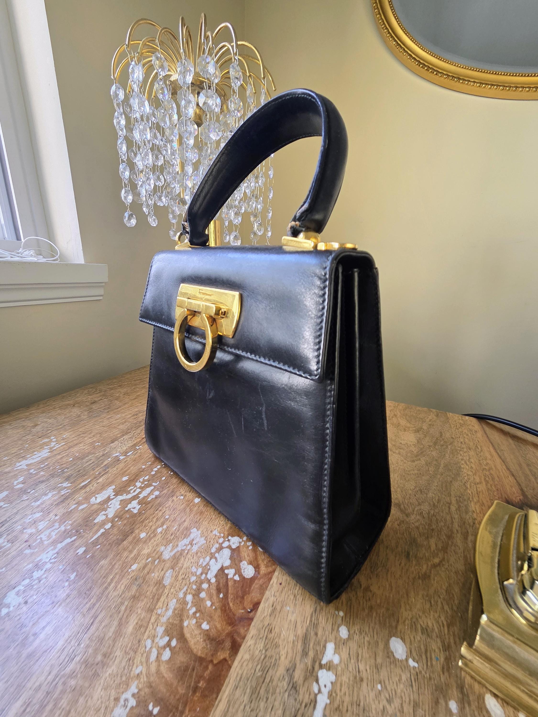 Vintage Iconic Salvatore Ferragamo Gancini Bag, Authentic 