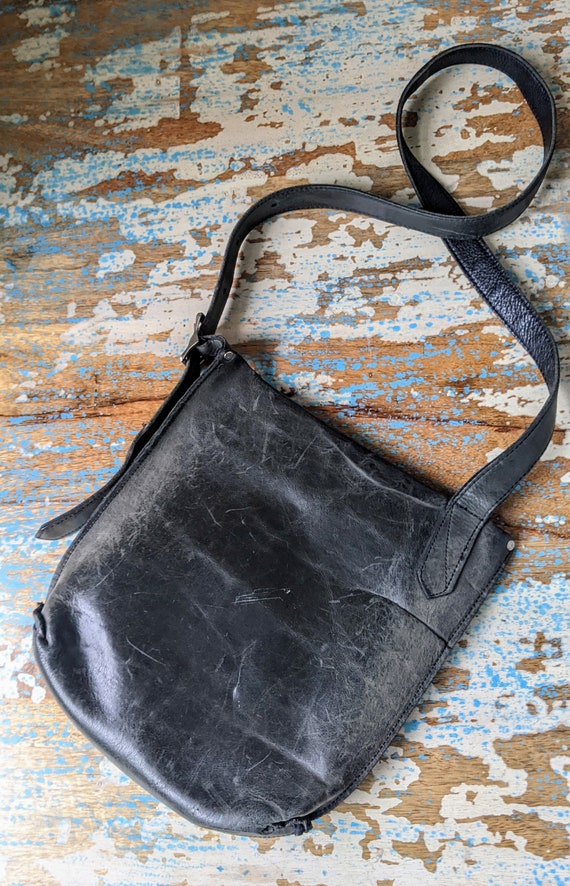 Vintage Distressed Leather Messenger Bag - image 2