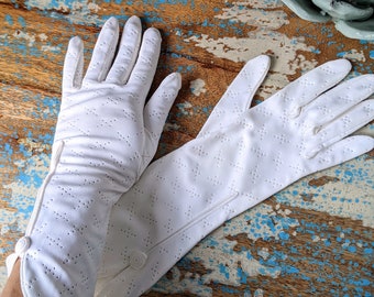 Vintage French Designer White Wedding Gloves size 6.5