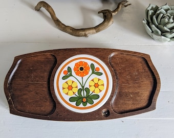 Large 1970's Vintage Wood Cheese Platter