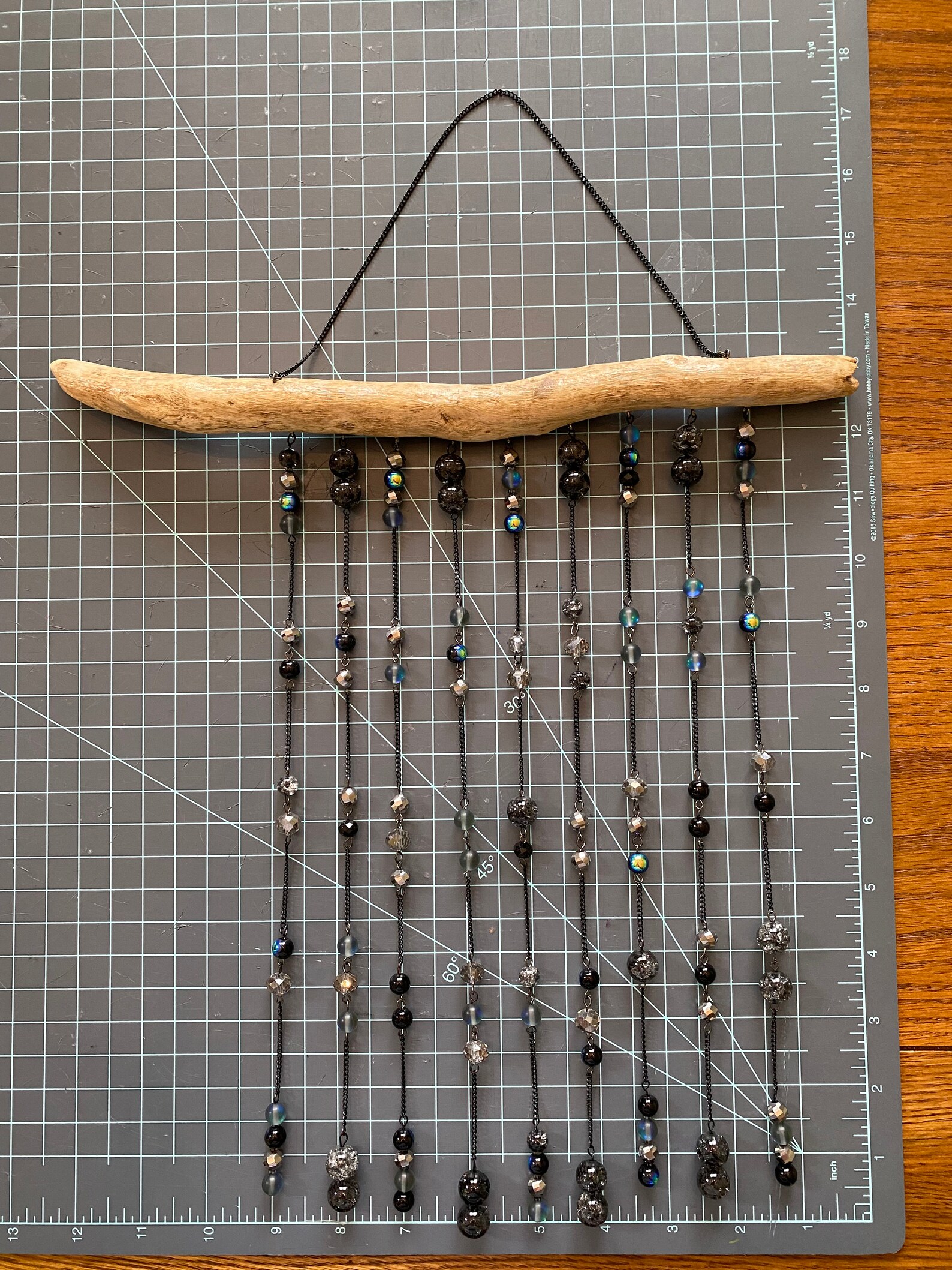 Hanging Suncatcher Driftwood Glass Beads Black Chain Etsy