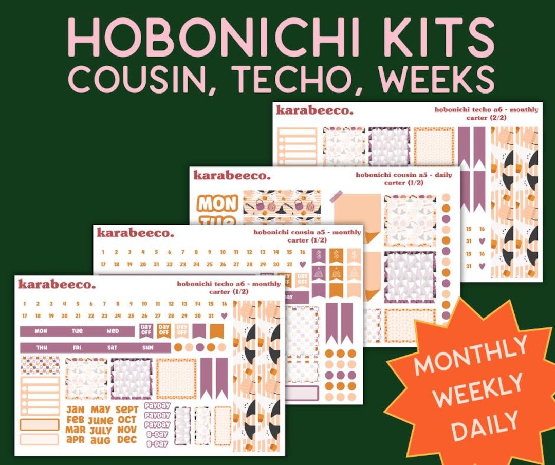 Hobonichi Sticker Kit - Cousin A5, Techo A6, Weeks | Daily Weekly ...