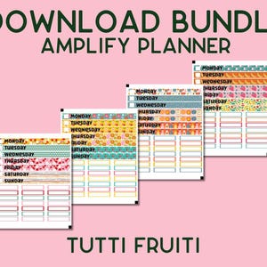 TÉLÉCHARGEMENT NUMÉRIQUE - Kit hebdomadaire Amplify Planner quotidien, horizontal, vertical - lot d'autocollants Tutti Fruiti - Plaisirs d'été lumineux colorés fruités