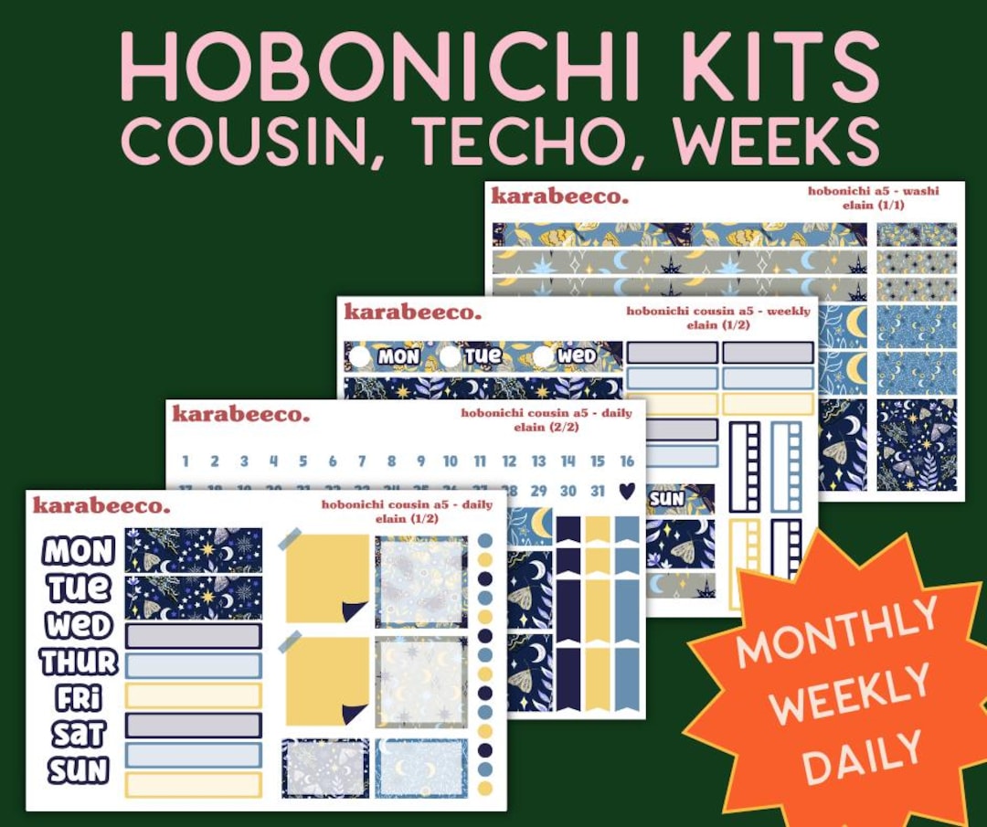 Hobonichi Sticker Kit - Cousin A5, Techo A6, Weeks | Daily Weekly ...