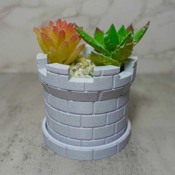 Enchanting Mini Castle Planter - Perfect Fairy Garden Decor - Handcrafted Ceramic Pot - Unique Home and Office Greenery