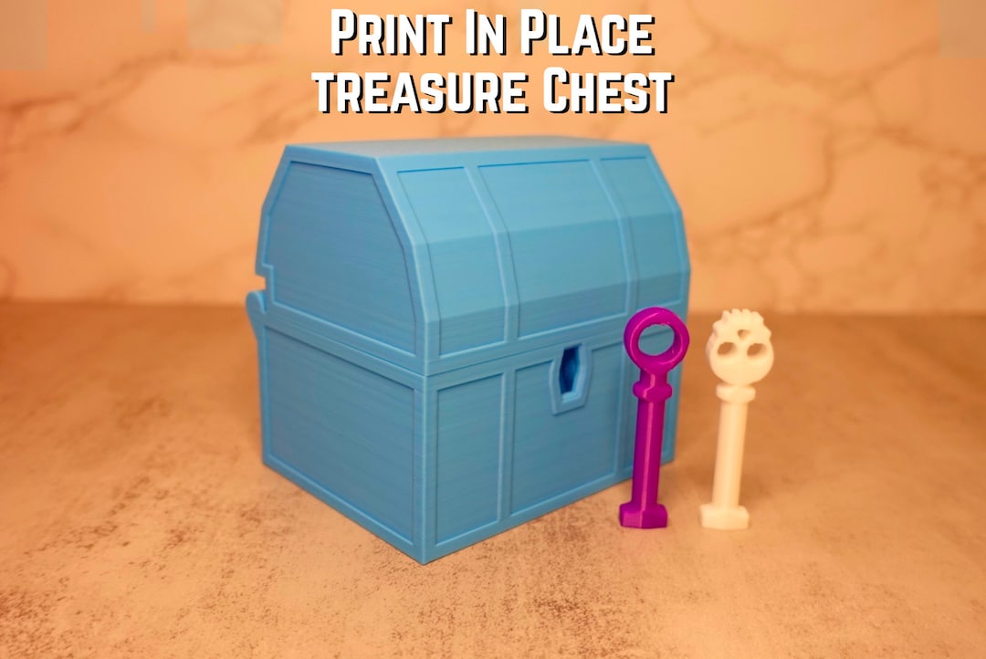 3D Printed Treasures Chest With Key. Primary Color is Treasure Etsy