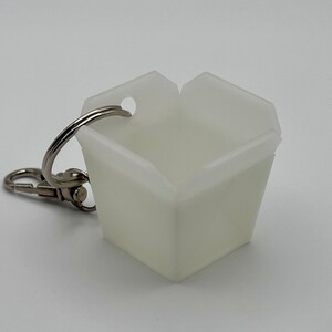 Mini 3D Printed Chinese Takeout Box Keychain Unique Accessory image 2