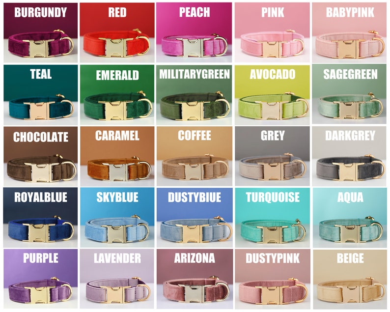 Multiple Colour Velvet Personalise Dog Collar Leash Set with Bow,BrownGreyWhite,Engraved Pet Name Plate Metal Buckle,Wedding Puppy Gift image 8