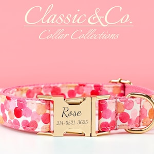 Gepersonaliseerde bloemenhalsband en riem met strik, aangepaste gegraveerde puppyhalsband gesp met naam, unieke halsband voor huisdieren voor huwelijkscadeau