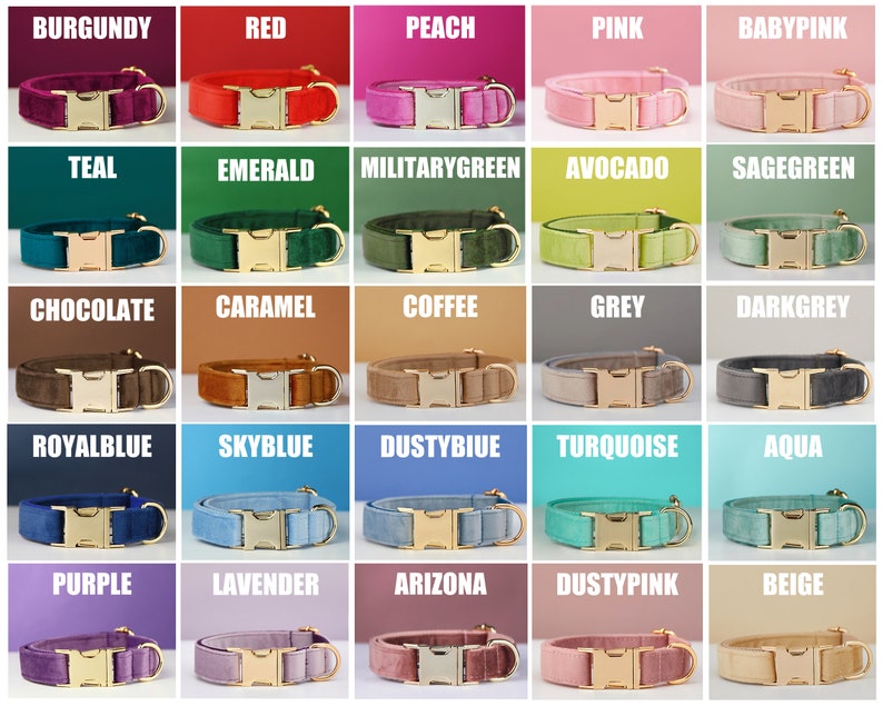 Multiple Colour Velvet Personalise Dog Collar Leash Set with Bow,GreenWhiteBlue,Engraved Pet Name Plate Metal Buckle,Wedding Puppy Gift image 8