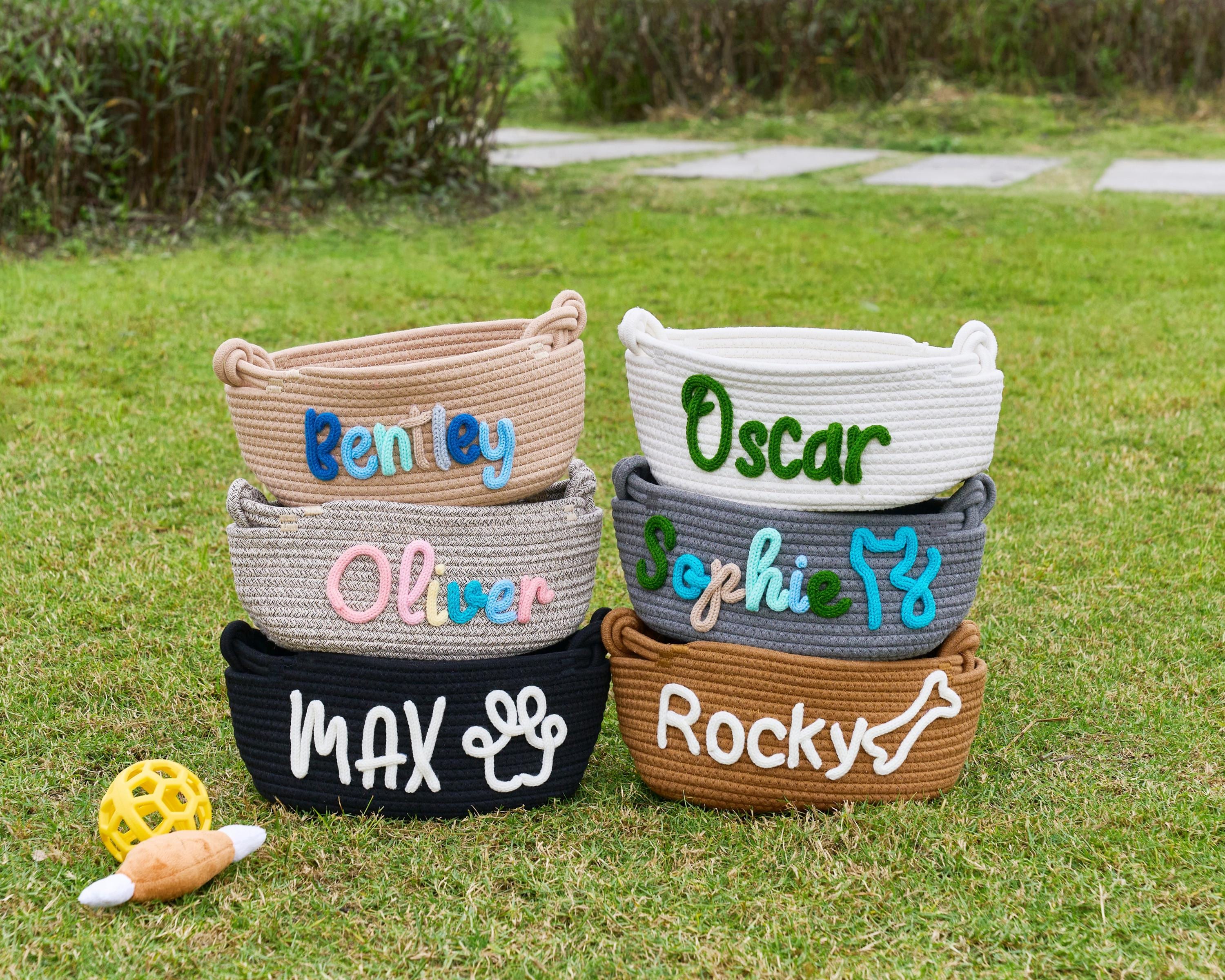 Personalized Cat or Dog Toy Basket, Custom Storage Bin, Rope Cotton Basket, New Puppy Gift, Home Organizer
