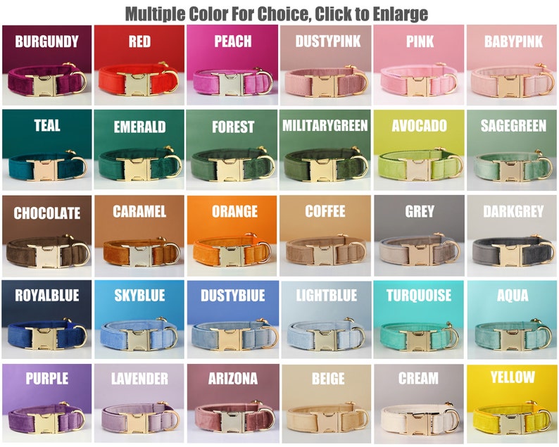 Multiple Colour Velvet Personalise Dog Collar Leash Set with Bow,BlueNavyWhite,Engraved Pet Name Plate Metal Buckle,Wedding Puppy Gift image 8