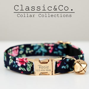 Cute Colorful Floral Cat Collar, for Male Female Pets, Soft Comfortable Kitten Collar with Gold Bell and Buckle, Pet Gift Ideas on Sale