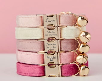 Luxus Samt Rosa Pfirsich personalisierte Katzenhalsband Fliege Leine Set, benutzerdefinierte Kätzchen Welpe Namensschild, kostenlose Gold Glocke, kleiner Hund graviert Haustier Geschenk