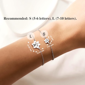 Personalized Paw Print Bracelet, Custom Pet Name Bracelet, Minimalist Dog Cat Paw Jewelry, Pet Lover Gift for Women image 3
