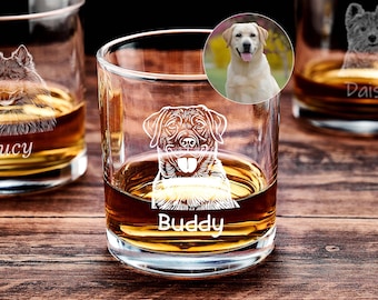 Anpassad Whiskyglas med hundfoto etsad – Personliga presenter för husdjursägare, högtider och speciella tillfällen