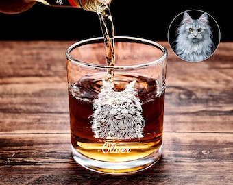 Anpassat husdjursporträtt i glas – Graverad hundbild och namn, present till hundpappor, mammor