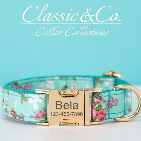 Conjunto de correa de pajarita con Collar de perro personalizado Floral, hebilla de Metal con nombre de mascota grabado personalizado, regalo de cachorro de cumpleaños lila, envío gratis