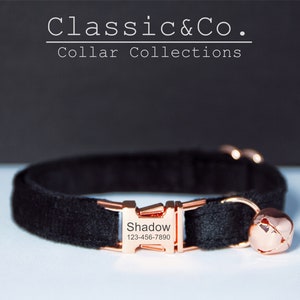 Set di collare e guinzaglio con papillon in velluto nero personalizzato per gatti e cani di piccola taglia, targhetta con nome per gattino e cucciolo incisa, campanellino dorato gratuito, regalo per animali domestici maschi.