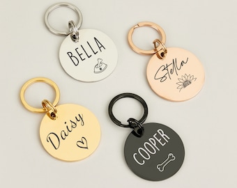 Individuelle Doppelseitig gravierte Haustiermarke, Stilles Halsband Accessoire für Hunde und Katzen, Personalisierter Name + Zahlen Anhänger, Perfektes Geschenk für Hundemama