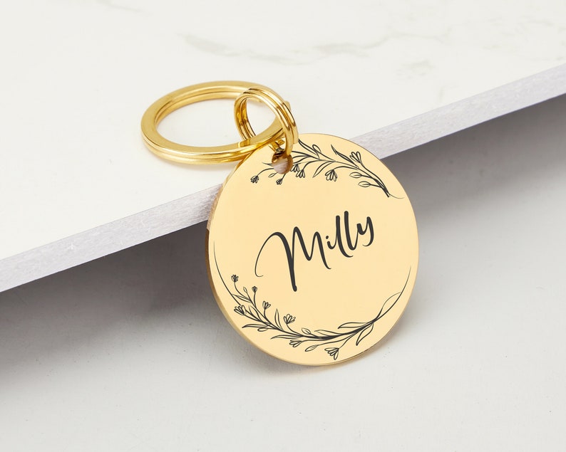 Individuelle Doppelseitig gravierte Haustiermarke, Stilles Halsband Accessoire für Hunde und Katzen, Personalisierter Name Zahlen Anhänger, Perfektes Geschenk für Hundemama Bild 5