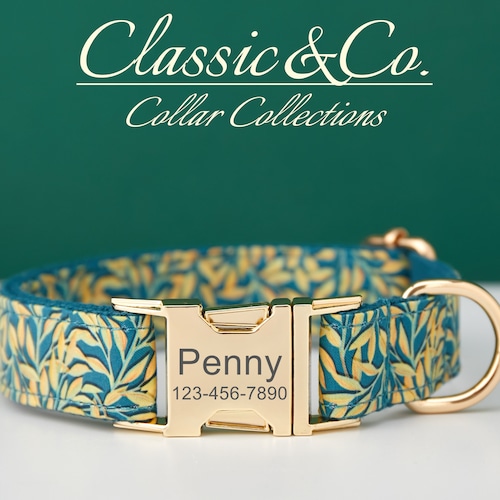 Floral Personalized Dog Collar Bow Tie Leash Setcustom Etsy