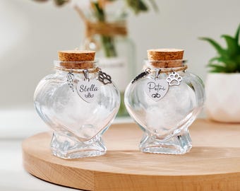 Personalized Pet Hair Keepsake Jar, Custom Glass Memory Bottle for Dog or Cat, Pet Fur Memorial Gift, Remembrance Keepsake Jar