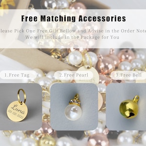 May include: Three options for a free gift with purchase: a gold tag with the text "Luna 121-121-2222", a white pearl, and a gold bell.