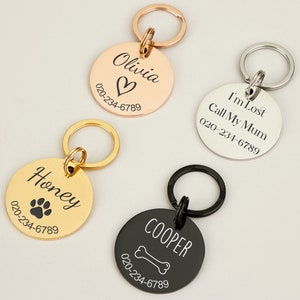 Op maat gegraveerd dubbelzijdig huisdier-ID-tag, stille kraagtag voor hond kat, gepersonaliseerde naamtag voor huisdieridentificatie en hond moedercadeau