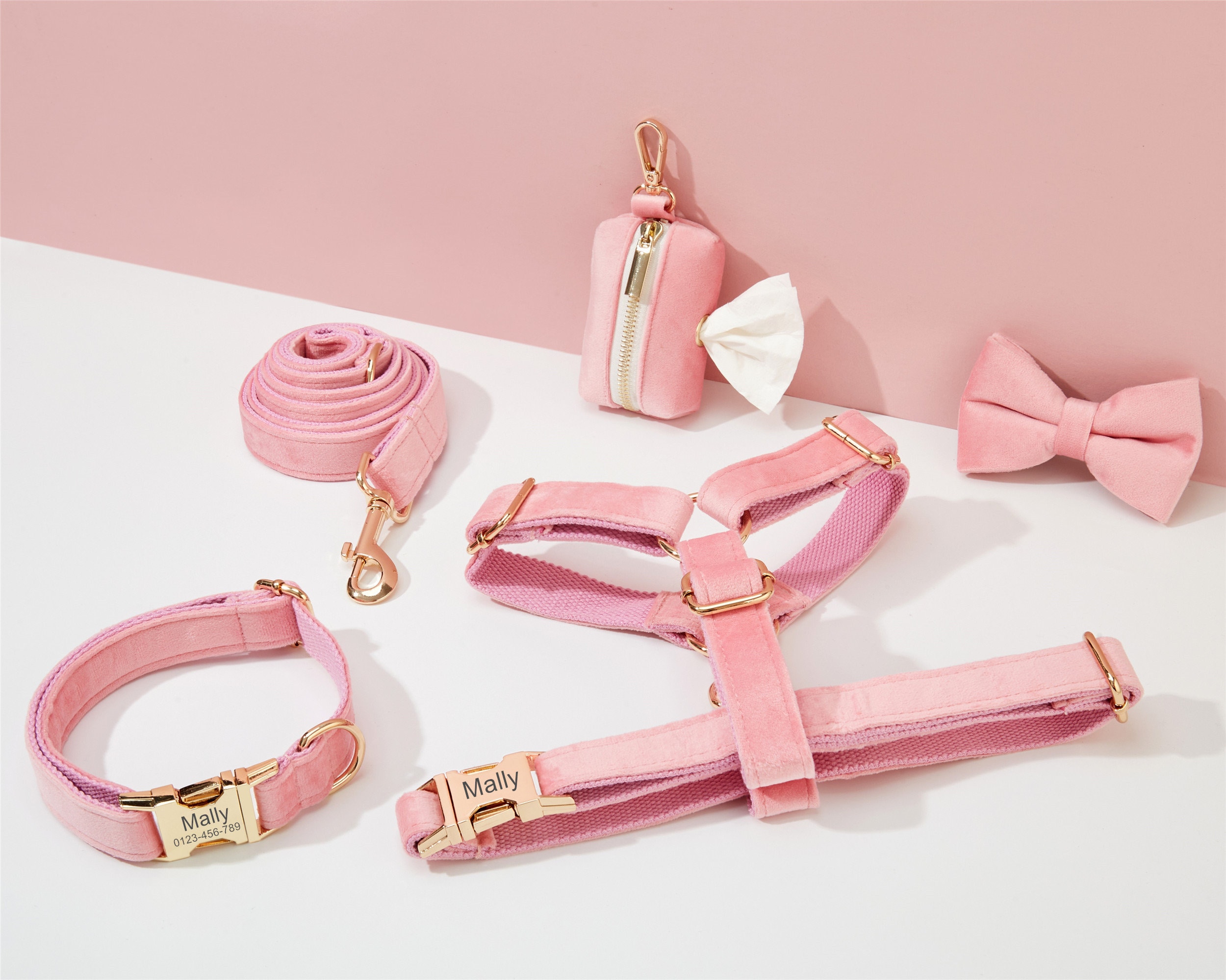 Roselin Hundegeschirr Pink Größe L – Blumenmuster Geschirr Mit Verstellbarem Brustgurt